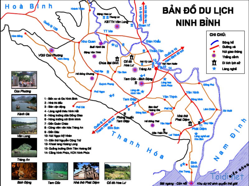 Bản đồ du lịch Ninh Bình đầy đủ các địa điểm kèm lịch trình chi tiết